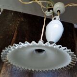 Pendant lamp rise and fall in porcelain and opaline