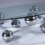 Table basse française en acier chromé dans le style 'Spoutnik'