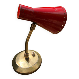 Lampe applique en tôle perforée rouge vers 1950