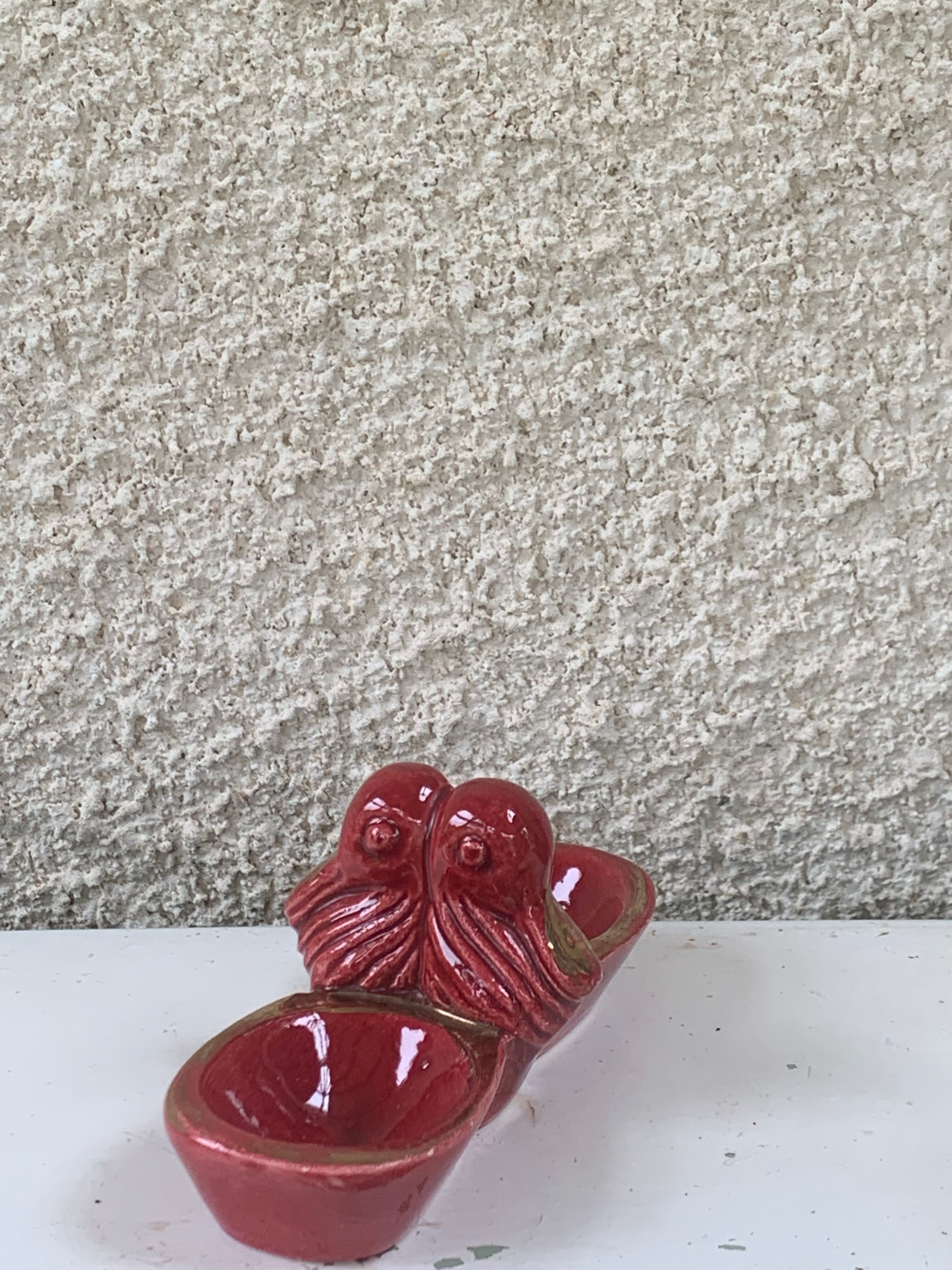 Saleron slurry in enamelled ceramic red and vintage gold