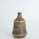 Small Mid-Century Scandinavian Modern Collectible Brown Stoneware Vases by Gunnar Borg, Set of 4