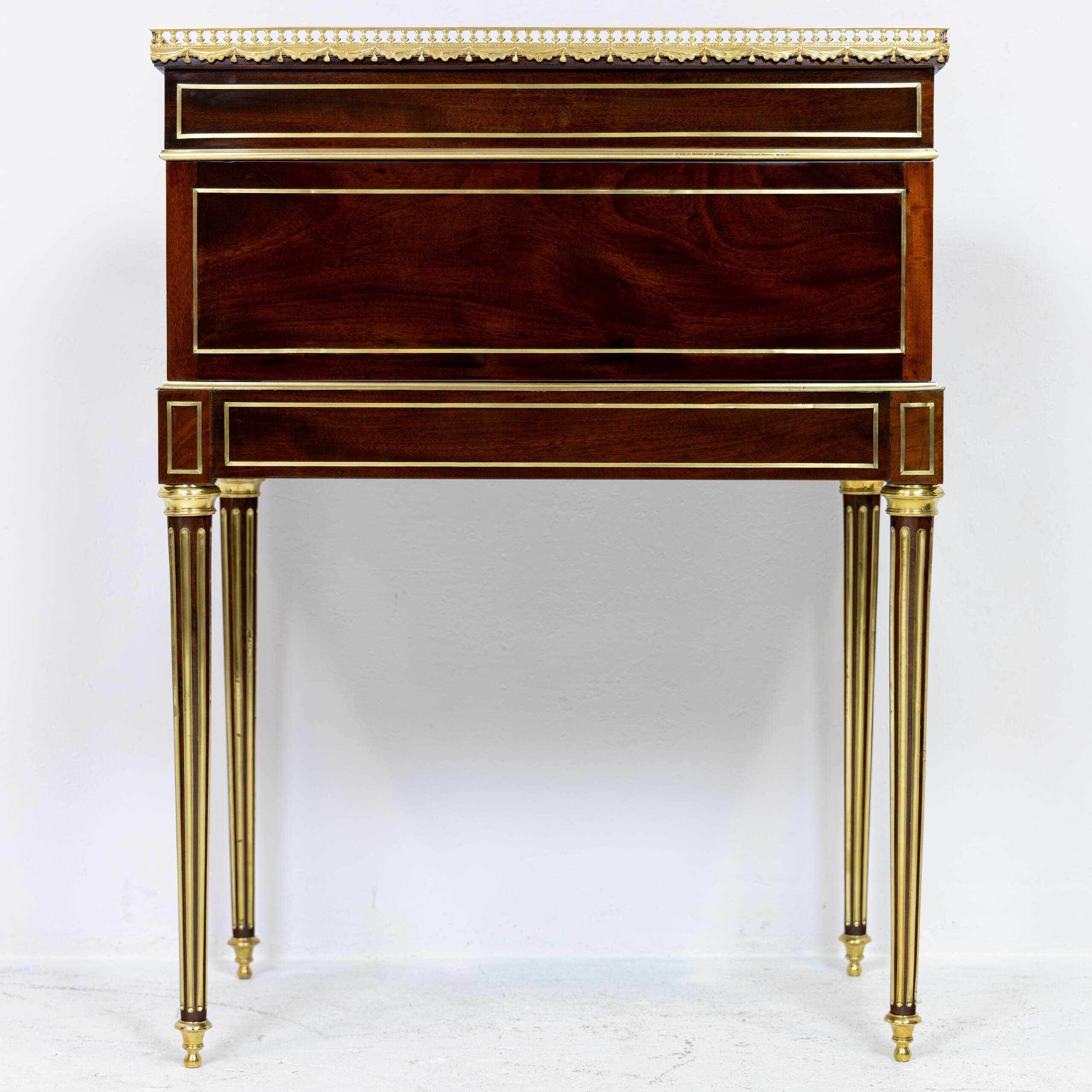 Louis XVI cylinder desk in mahogany and pink marble - circa 1860-1890