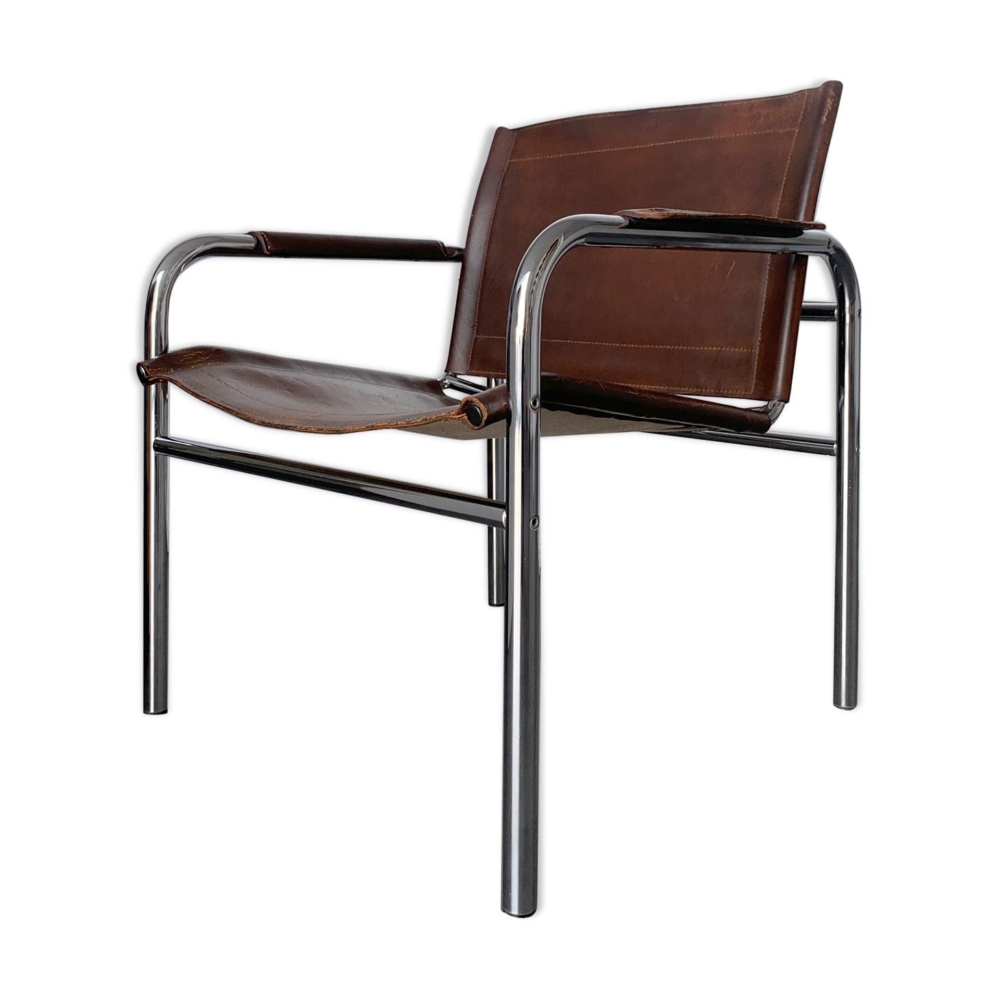 'Klinte' armchair for Ikea, chrome & leather design Tord Bjorklund 1970s chair