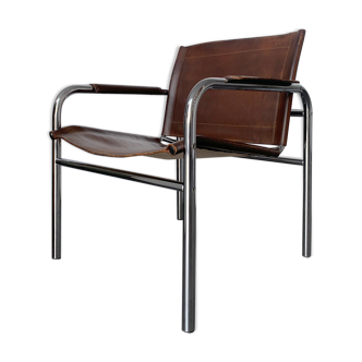 'Klinte' armchair for Ikea, chrome & leather design Tord Bjorklund 1970s chair