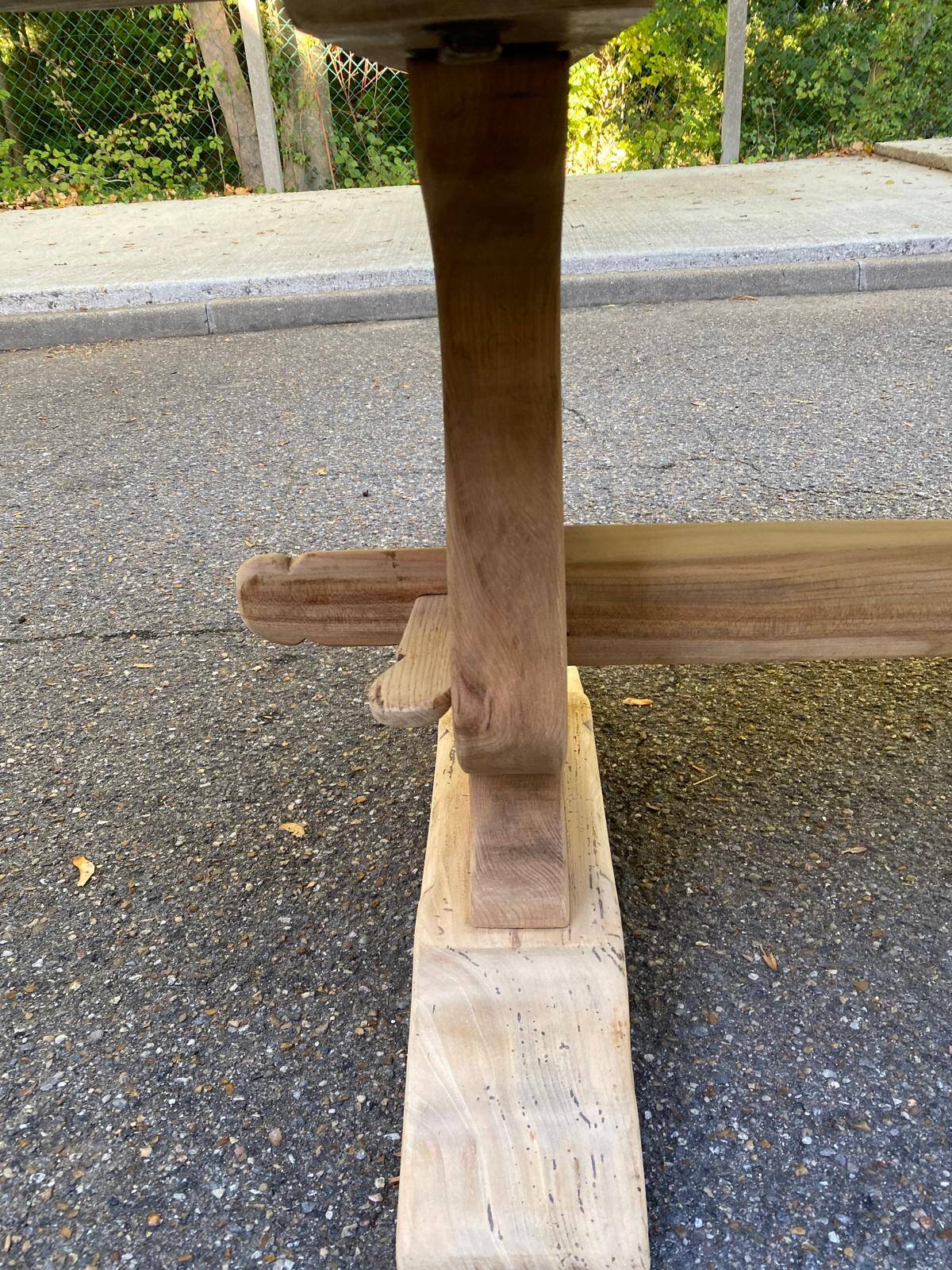 Grande table de monastère étroite décapée en chêne massif brut 200cm