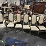 Set of 6 Bamboo chairs in brass 1980