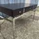 Large textured black lacquered flat desk and chrome in 1970s style — Esprit Mai