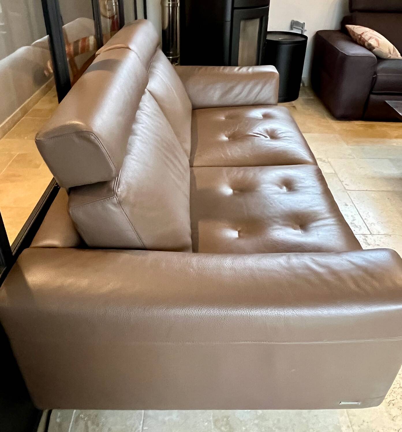 3-seater leather sofa - ROCHE BOBOIS