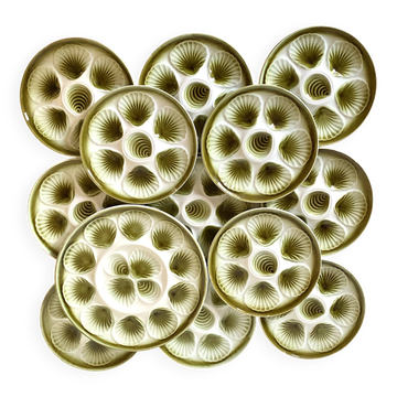 Assiettes à huîtres Moulin des Loups et plat assorti -1970