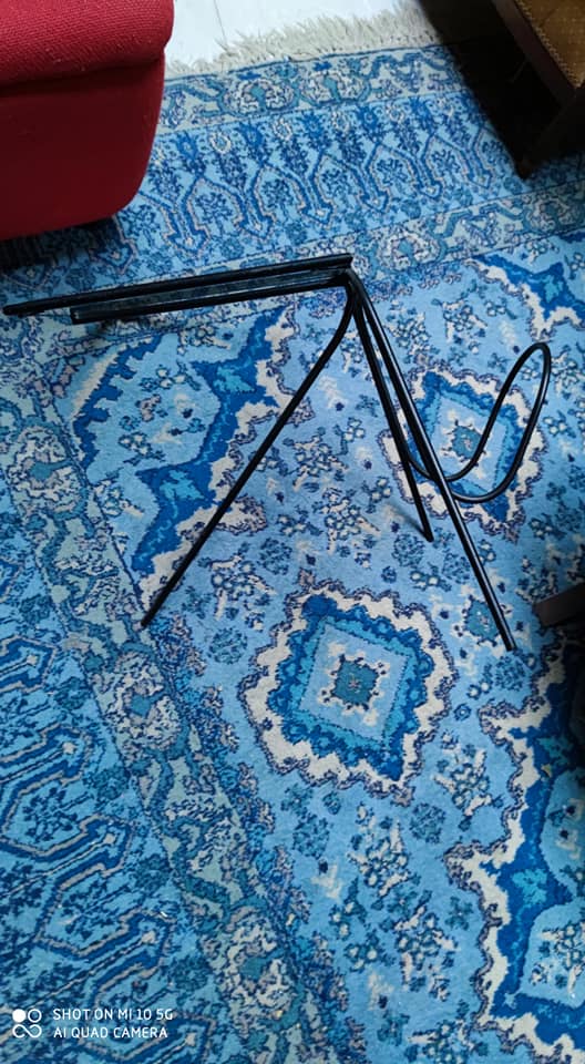 Side table in steel and glass, circa 1950