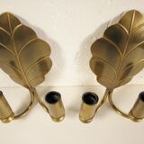 Paire d'appliques " feuilles " en laiton 1970