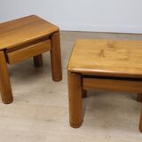 Pair of vintage elm bedside tables, 1970s