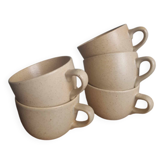 5 jolies tasses en grès vintage