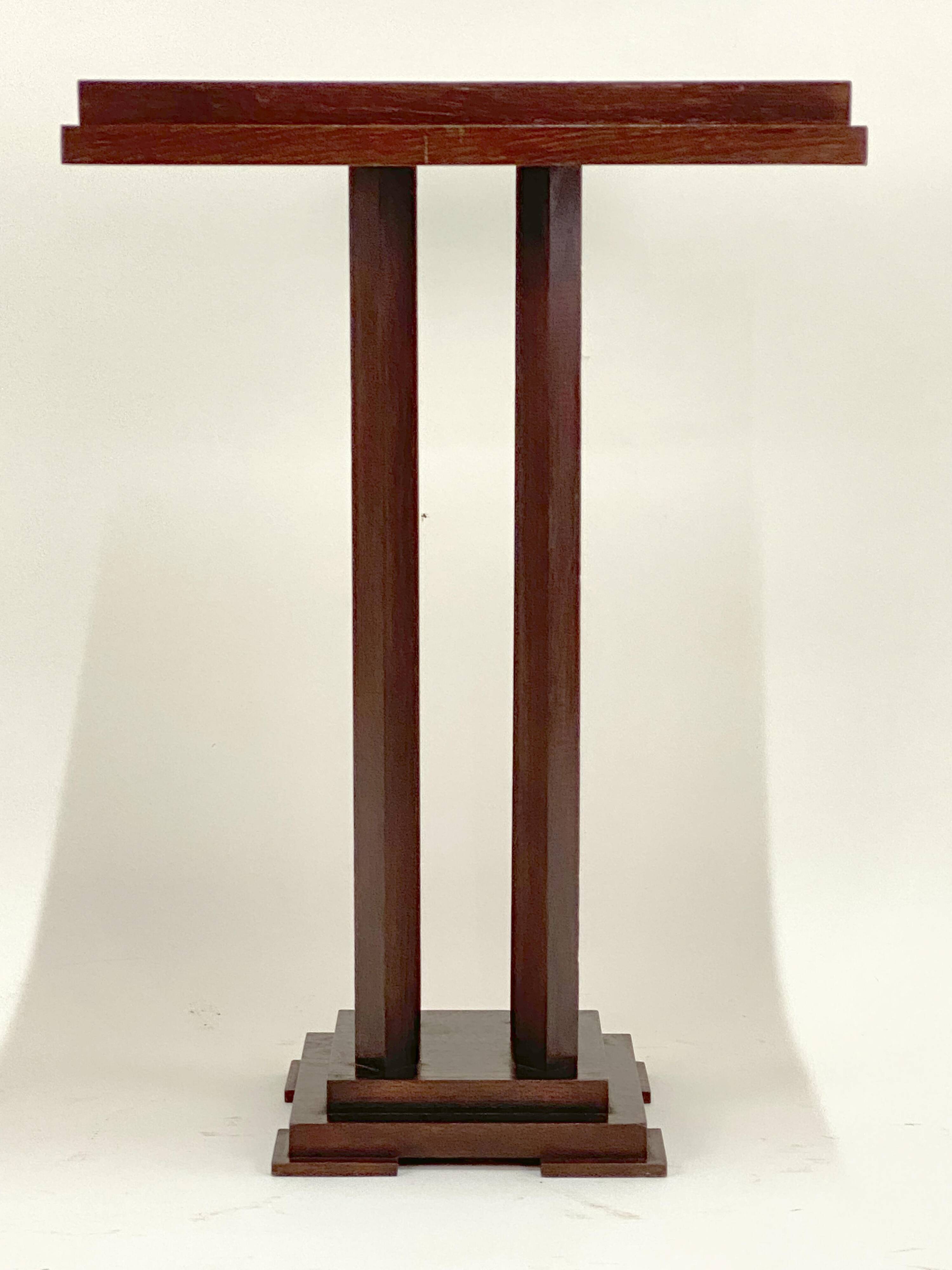 Antique - Square Guéridon Table - Art Deco Style - Oak