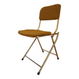 2 Vintage Eyrel folding chairs in mustard yellow and gold – Chic retro design