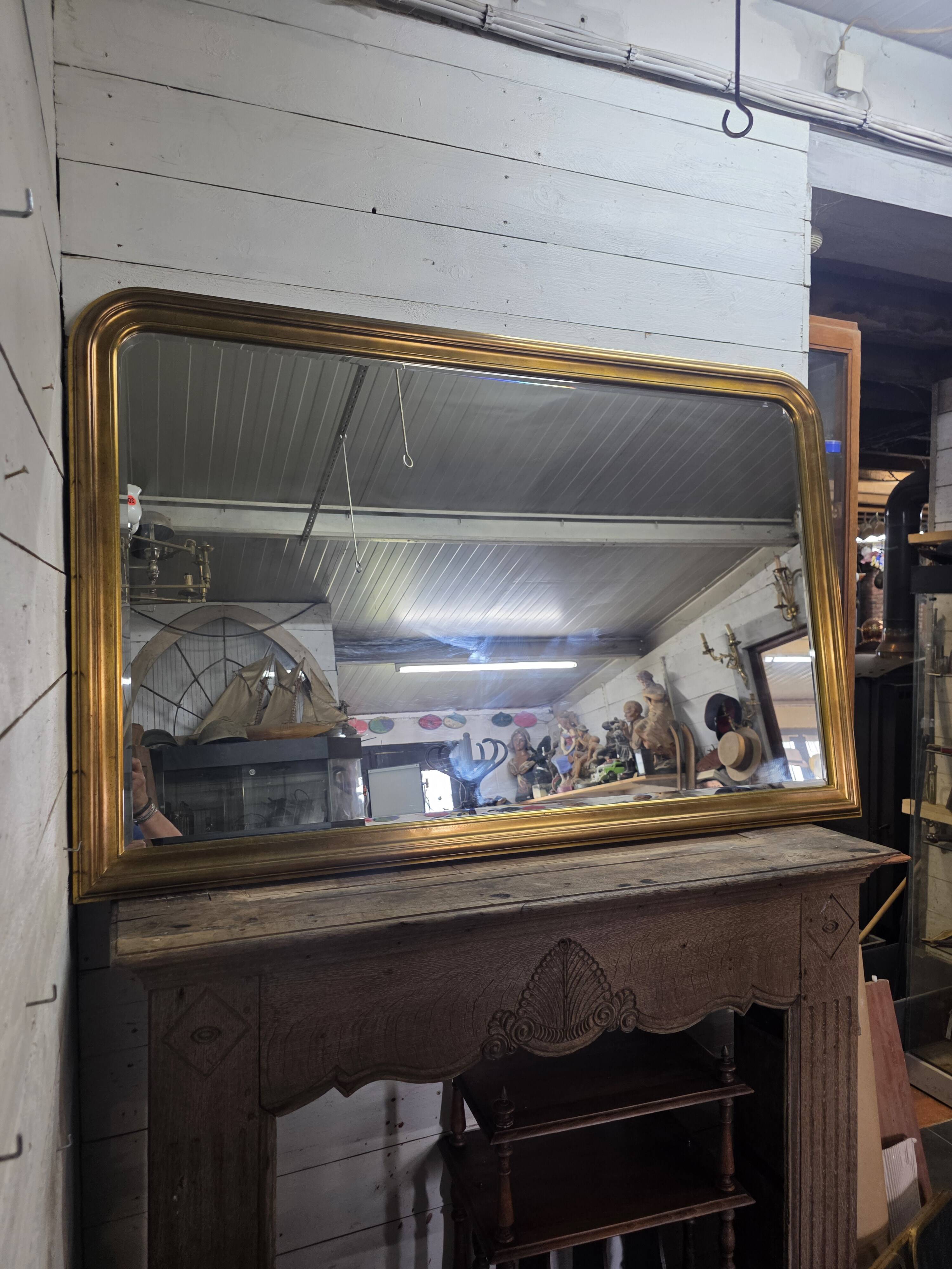 Louis Philippe style gilded mirror, mid-20th century, bevelled mirror.