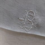 Antique damask linen tablecloth, five napkins, 180 x 170 cm, BC monogram