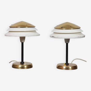Pair of vintage metal lamps produced by Zukov, 1950