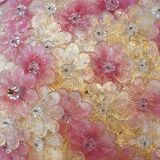 Amazing Pink and Gold Large Size Murano Ceiling Light Flower by Seguso