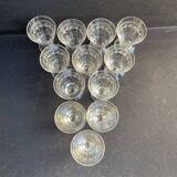 12 liqueur glasses – guilloché crystal – art deco