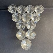 12 liqueur glasses – guilloché crystal – art deco