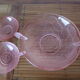 Set of 6 art deco pink molded glass ramekins
