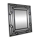 Black lacquered mirror with glazing bars – Deknudt – Belgium, circa 1980
