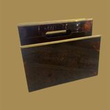 1970s magazine rack in tortoiseshell plexiglass by alpac