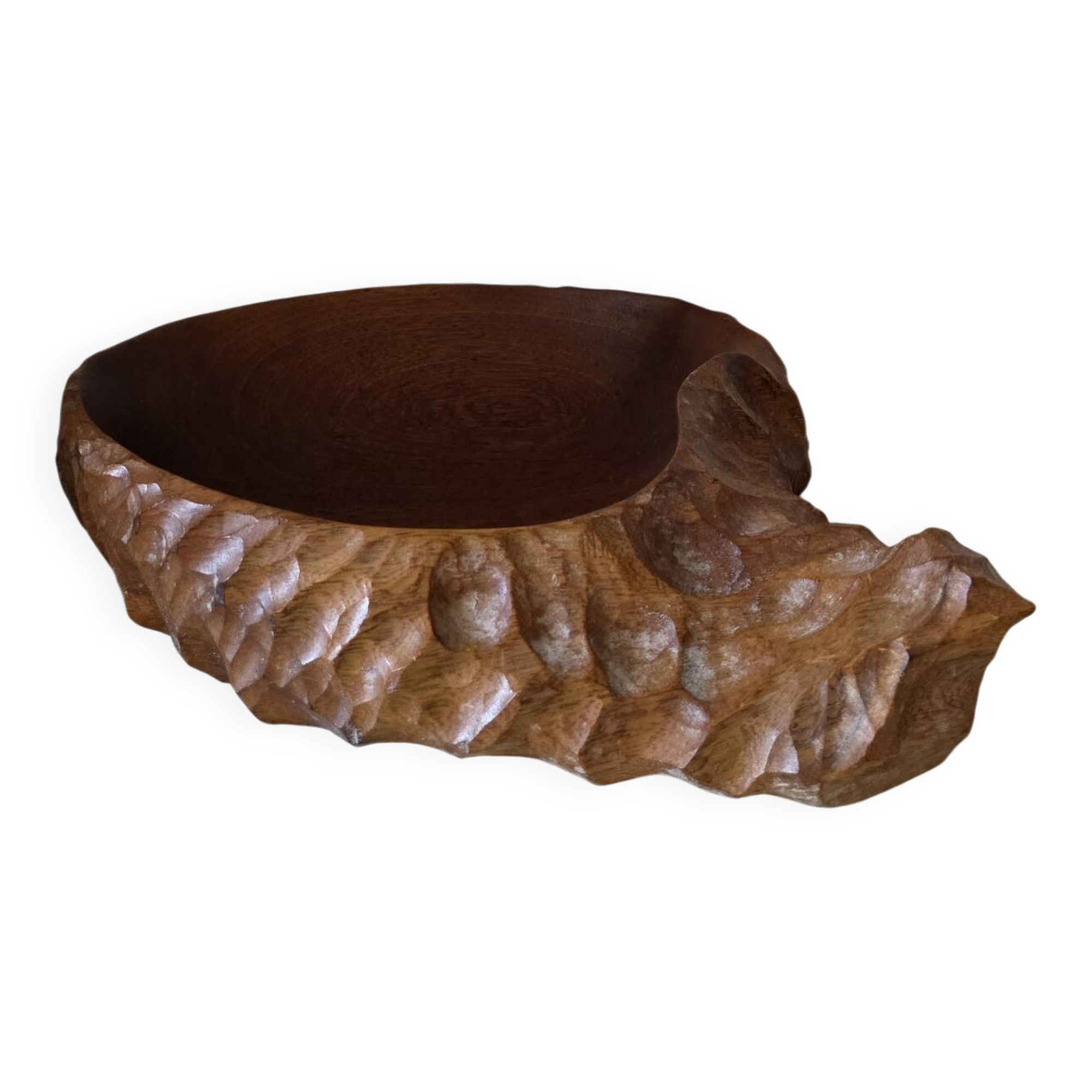 Large monoxyle carved wooden bowl