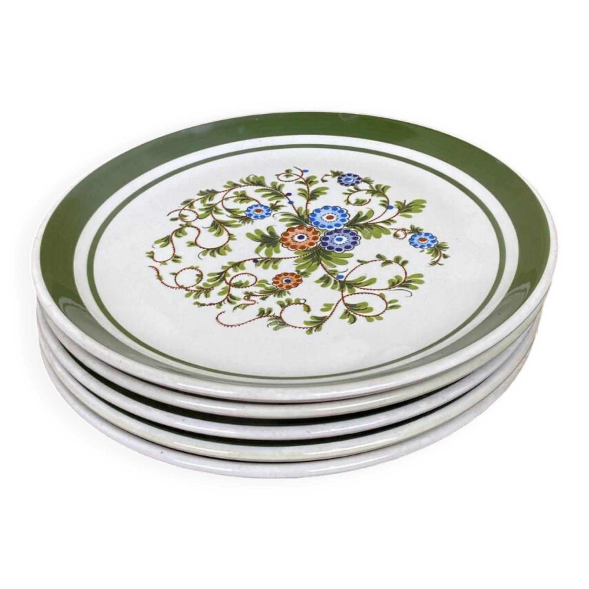 Set of 5 floral ceramic plates by Gualdi Tadino 60s