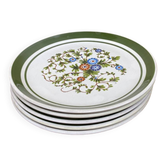 Lot de 5 assiettes en céramique florale de Gualdi Tadino Années 60