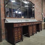 1930s Barber Cabinet | Double Salon Unit with Marble & Mirror