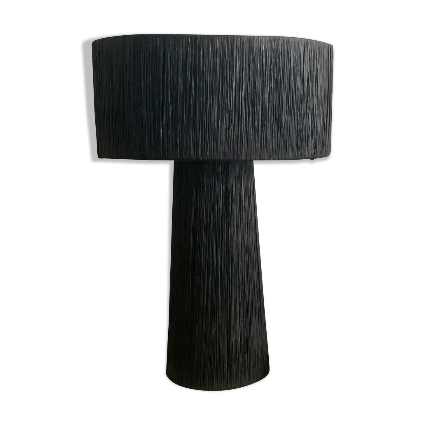Minimalist black raffia bedside lamp size L