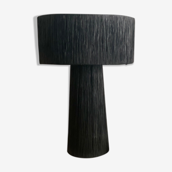 Minimalist raffia bedside table lamp black size L