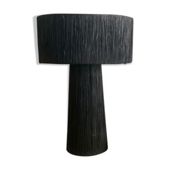 Minimalist raffia bedside table lamp black size L