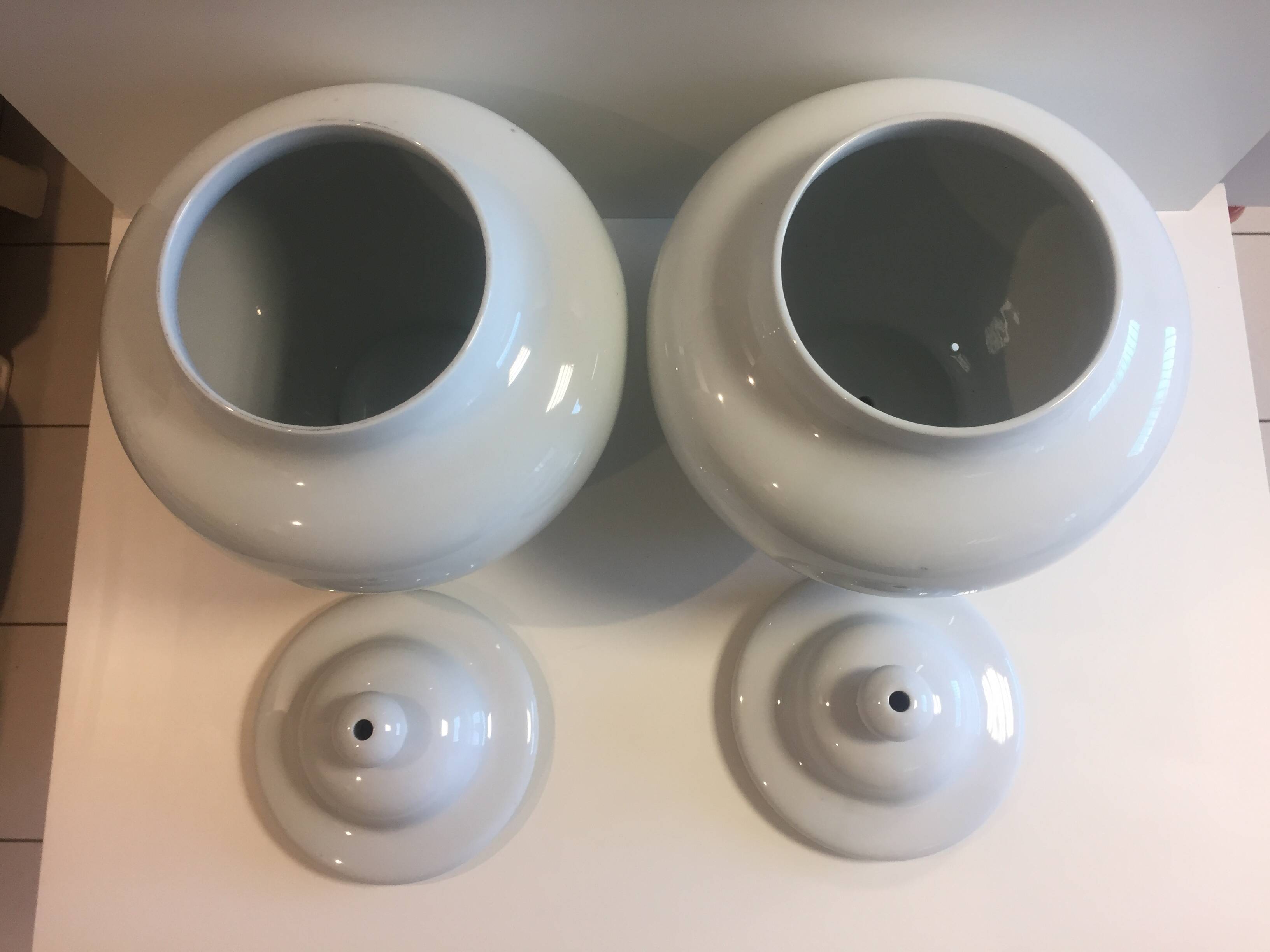 Duo Jar Style Lamp Bases Glazed White Porcelain Decorative Art Living Room