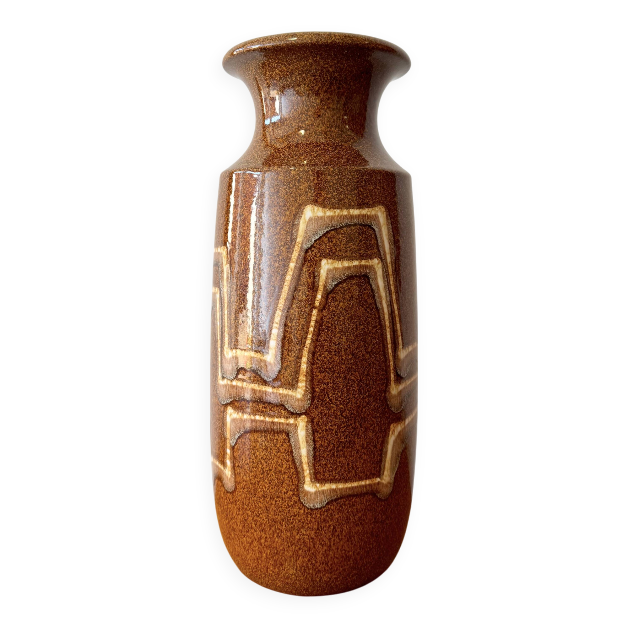 Vase vintage marron Scheurich Keramik ouest-allemand