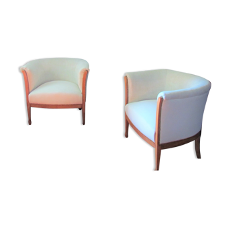 Paire fauteuils tonneau