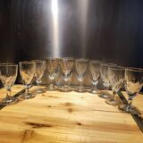12 small twisted bistro glasses, 19th century