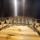 12 small twisted bistro glasses, 19th century