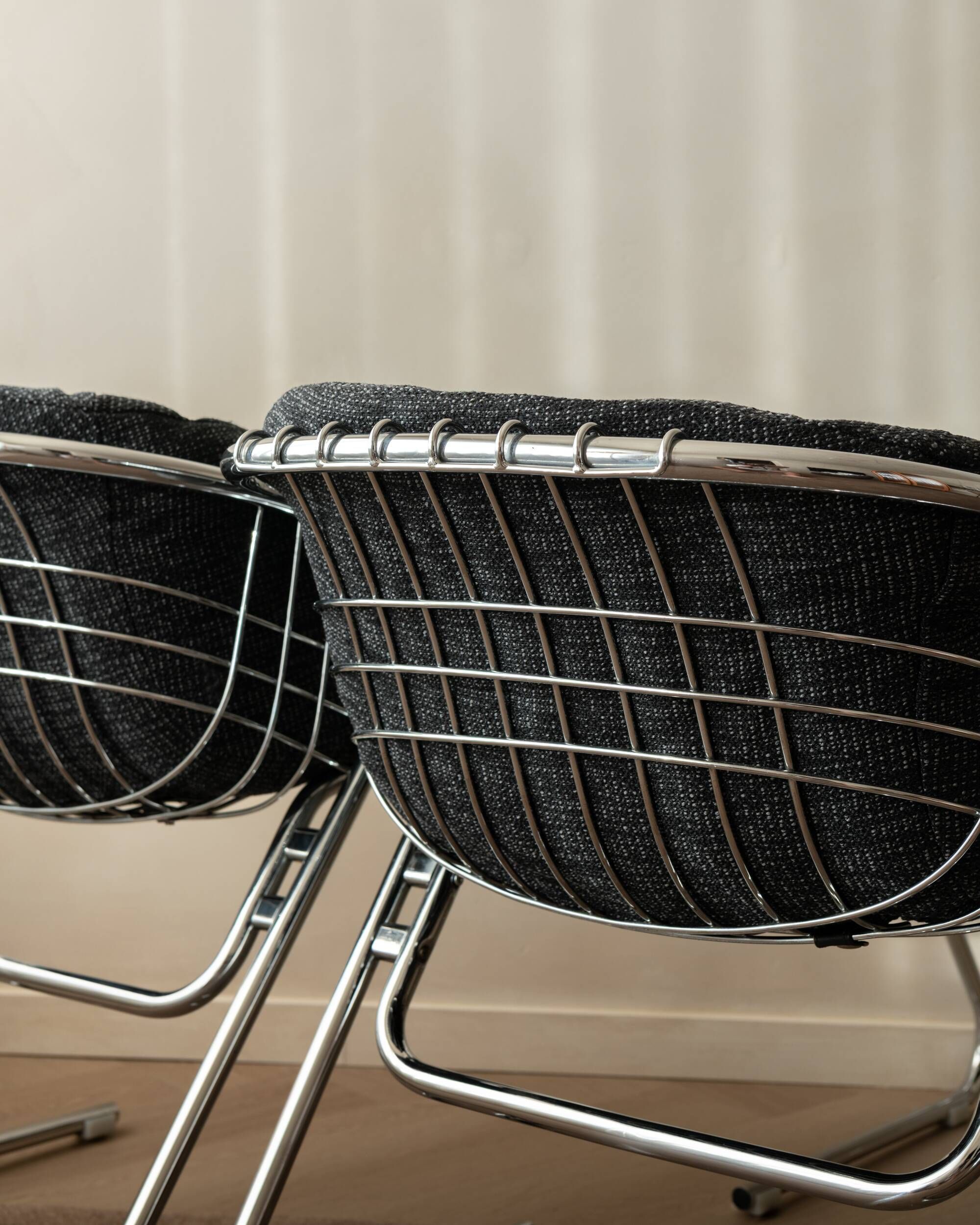 Italian Chrome Flynn Dining Chairs Gastone Rinaldi Thema, 1970s, Set of 4