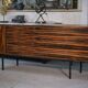 Designer sideboard in Gabonese ebony, 1 door, 12 drawers, 1960s