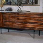 Designer sideboard in Gabonese ebony, 1 door, 12 drawers, 1960s
