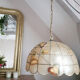 Mother-of-pearl and brass pendant lamp