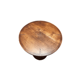 Round Beechwood Side Table With Carving, 1950s