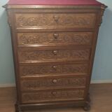 Commode à tiroirs ancienne en noyer italien du XIXe siècle