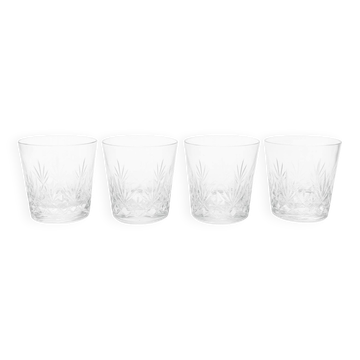 Set of 4 Saint-Louis crystal whiskey glasses – Florence model – Signed