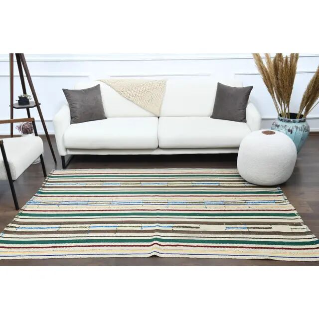 Vintage Turkish Oushak Handmade Wool Cotton Beige Area Rug 150x227