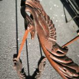Cast iron and marble swan neck coffee table