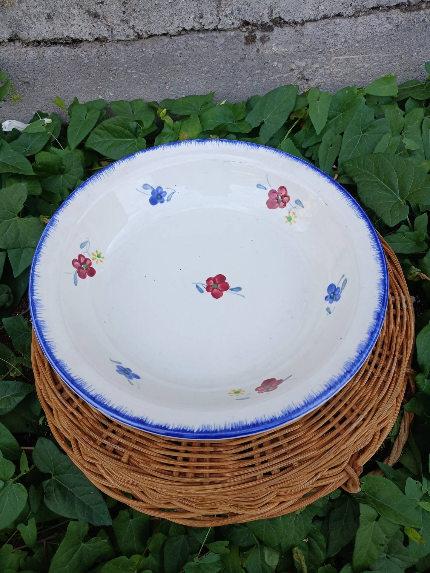 Shallow round plate Digoin and Sarreguemines